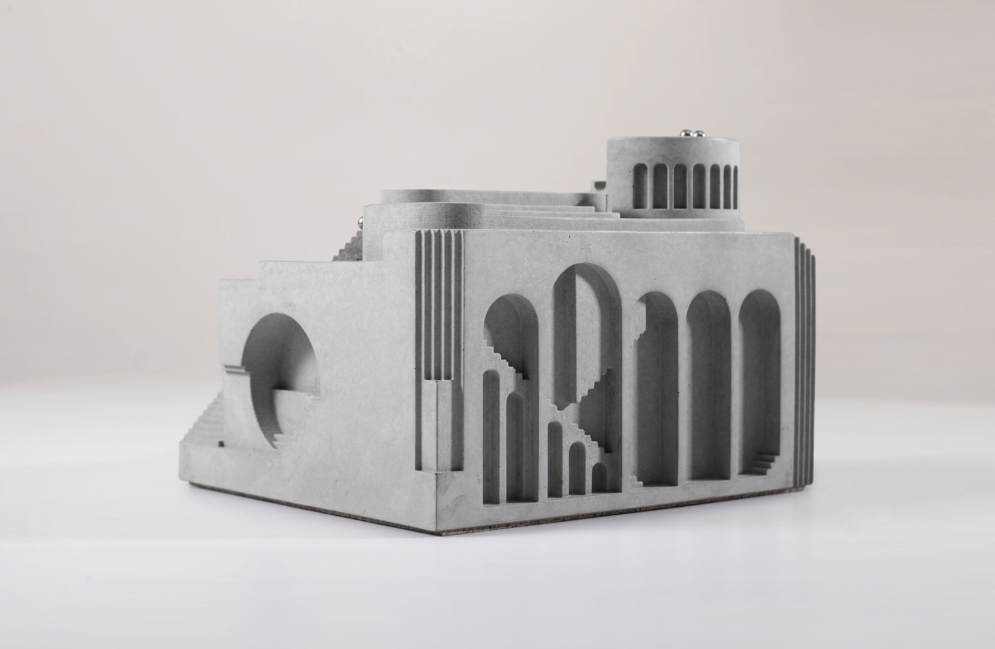 Gambol - Brutalist Concrete Marble Run Sculpture Fidget Toys Concrete Gift for Architect