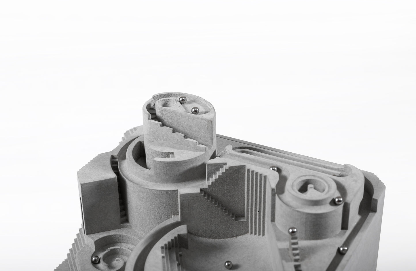 Gambol - Brutalist Concrete Marble Run Sculpture Fidget Toys Concrete Gift for Architect