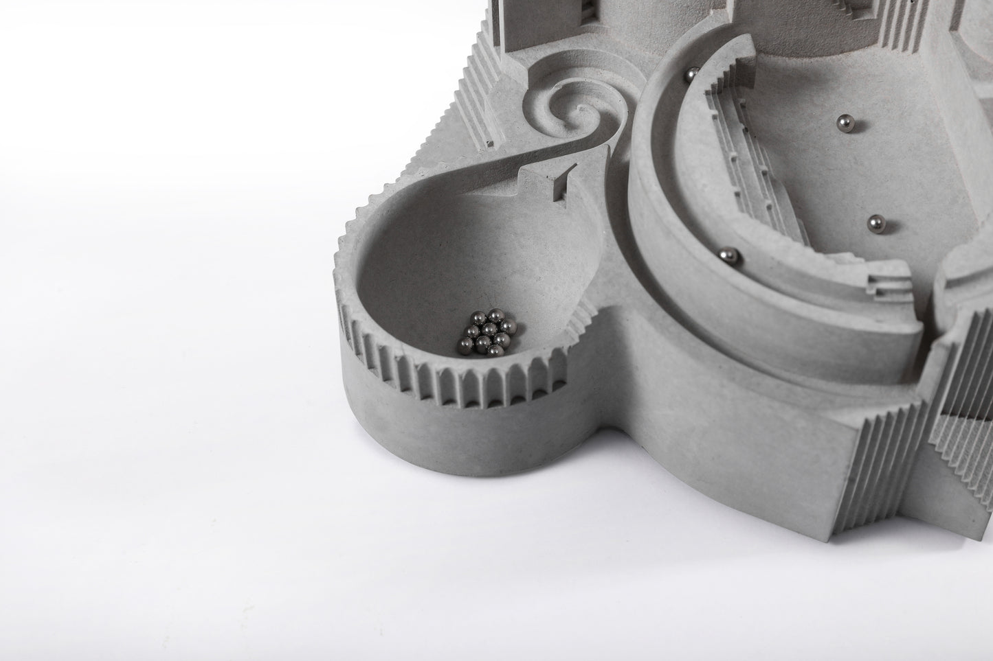 Gambol - Brutalist Concrete Marble Run Sculpture Fidget Toys Concrete Gift for Architect