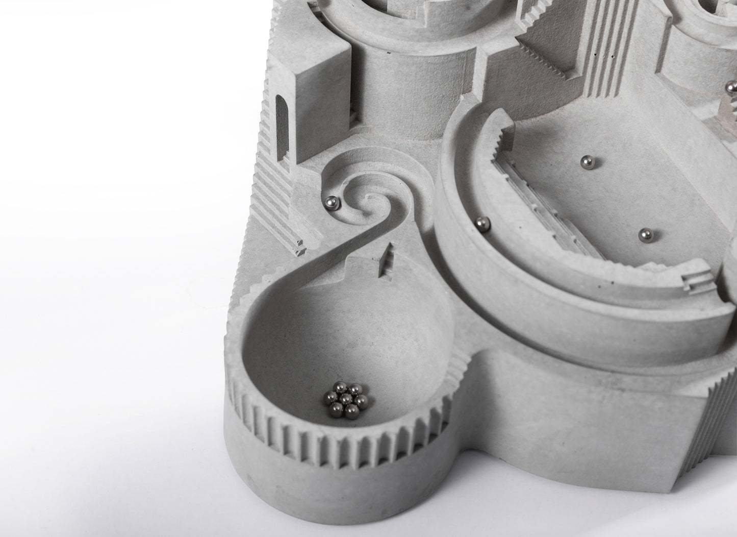 Gambol - Brutalist Concrete Marble Run Sculpture Fidget Toys Concrete Gift for Architect