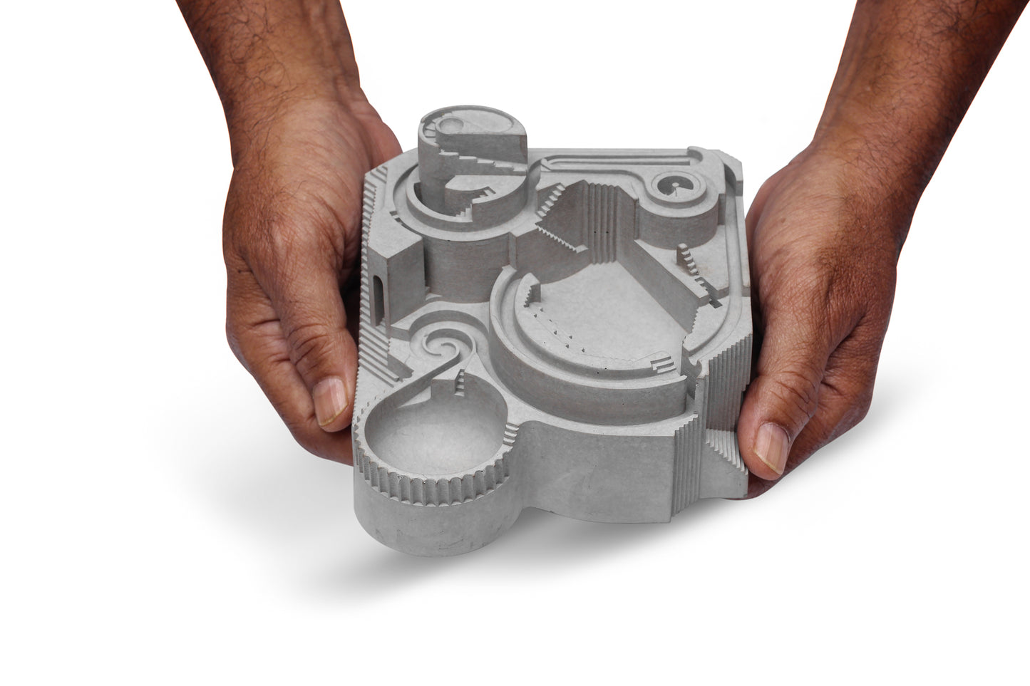 Gambol - Brutalist Concrete Marble Run Sculpture Fidget Toys Concrete Gift for Architect